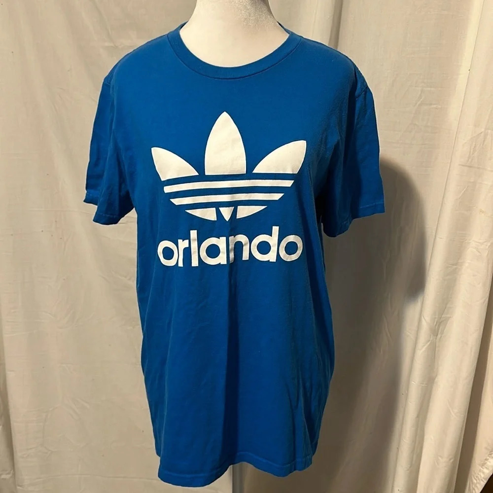 mens blue & white Adidas Orlando tshirt size medium